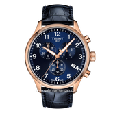 TISSOT CHRONO T116.617.36.042.00 Blue Rosegold Leather Strap